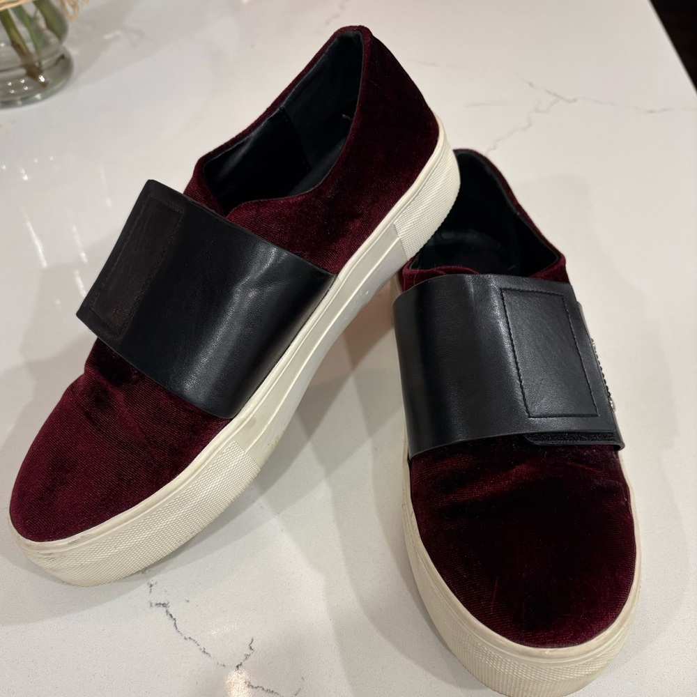 Design Lab Lord & Taylor Burgundy Velvet Sneakers